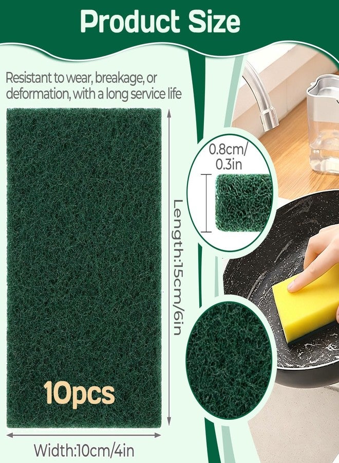 OLLBIT Heavy Duty Scouring Pad 10Pcs Scouring Pads Green Scrubbing Pads for Heavy Duty Cleaning Scrubbing Pads for Kitchen Bathroom Household Cleaning Dish Scrubber Scrubbing Sponges - Image 2